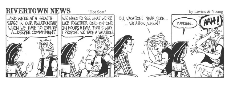 And so begins the last storyline in Rivertown News. It's been a nice tour of Nostalgia Lane. But there's a signpost up ahead. Next stop: Then Comes Marriage.